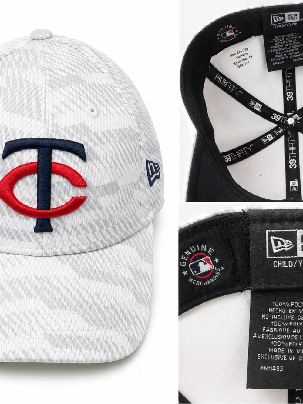New Era Kids Minnesota Twins White Hat with Navy & Red Logo